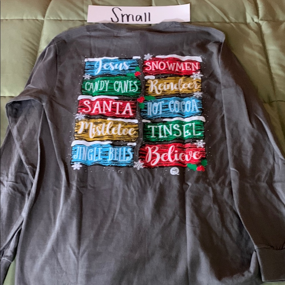 2/$24 Girlie Girl Gray Long Sleeve Holiday Tee